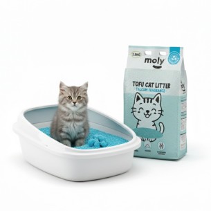 Arena para Gatos Tofu Talco 2,8 kg | Ecológica, Aglomerante y Natural – Moly- 8,4 Litros 2