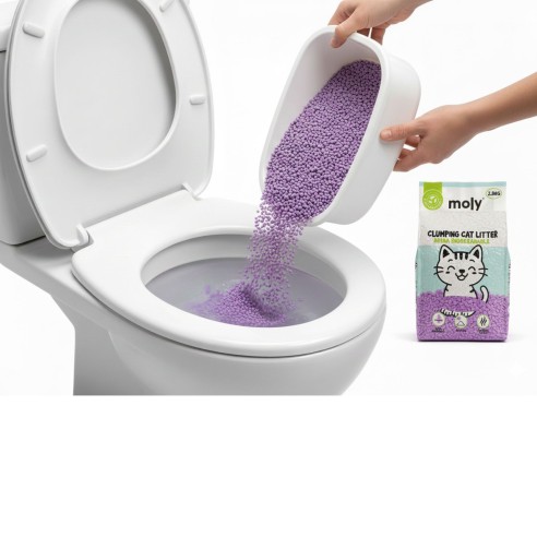 Arena para Gatos Tofu Ecológica Lavanda 2,8 kg (8,4 L) | Biodegradable, Aglomerante y Natural