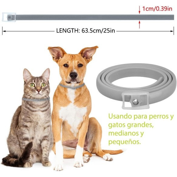 Collar Antiparasitario Moly para Perros y Gatos Medianos y Grandes 62,5 cm | Pack 2 Unidades | Protección Natural 8 Meses