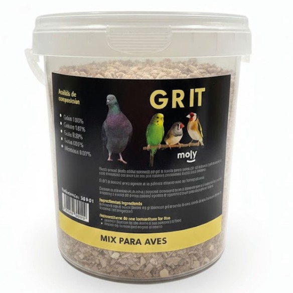MOLY Grit para Pájaros 1400 g – Mezcla Natural de Conchas de Mar, Piedra Roja y Semillas de Anís