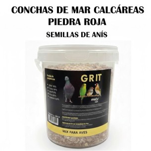 MOLY Grit para Pájaros 1400 g – Mezcla Natural de Conchas de Mar, Piedra Roja y Semillas de Anís 2