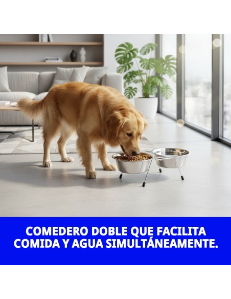 Comedero Doble 16.5 cm con Soporte para Mascotas