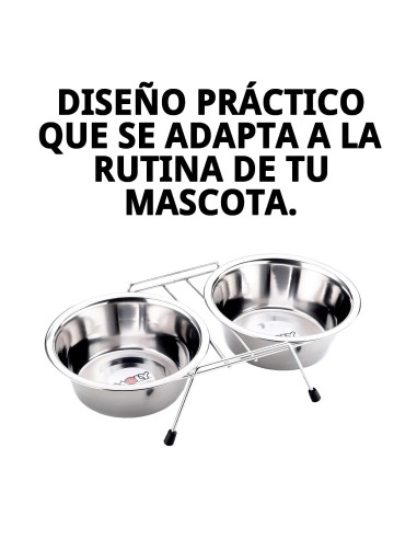 Comedero Doble 16.5 cm con Soporte para Mascotas