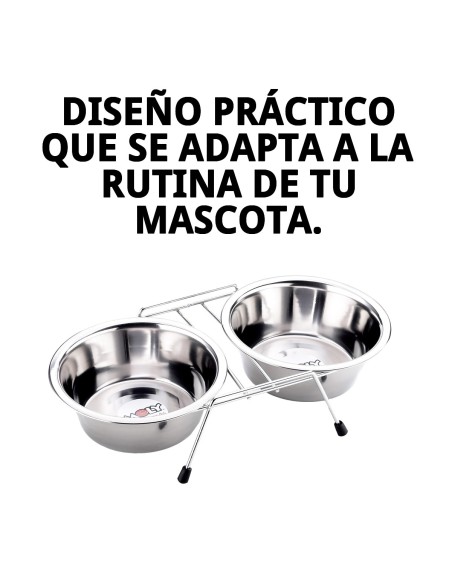 Comedero Doble 16.5 cm con Soporte para Mascotas