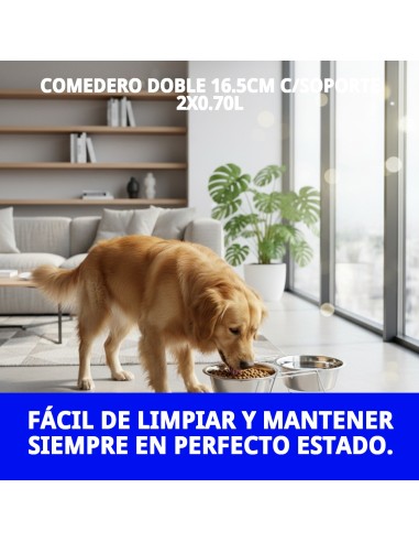 Comedero Doble 16.5 cm con Soporte para Mascotas