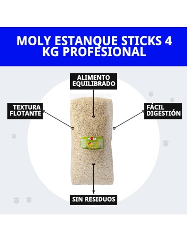 Moly Estanque Sticks 4 kg: Alimento Profesional para Peces