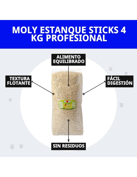 Moly Estanque Sticks 4 kg: Alimento Profesional para Peces
