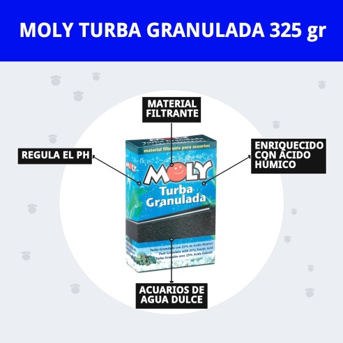 Moly Turba Granulada 325g para Acuarios y Filtración