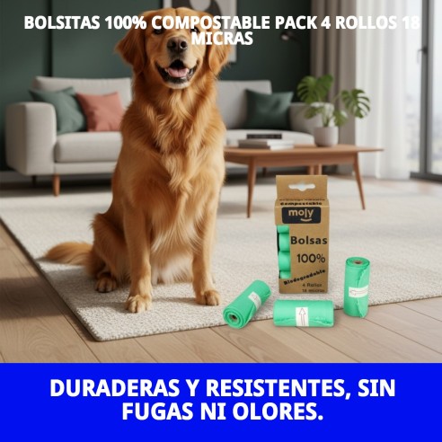Bolsitas Compostables 100% | Pack 4 Rollos Ecológicos