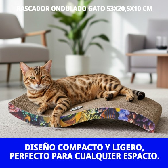 Rascador Ondulado para Gatos 53x20,5 cm - Comodidad y Juego