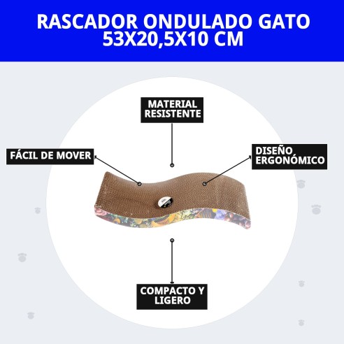 Rascador Ondulado para Gatos 53x20,5 cm - Comodidad y Juego