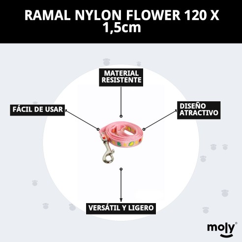 Ramal Nylon Flower 120x1.5cm: Estilo y Comodidad para tu Mascota