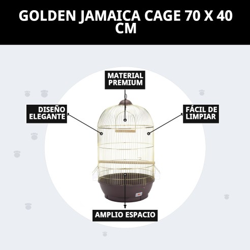 Jaula Jamaica Dorada 70x40 cm - Comodidad y Estilo para Mascotas