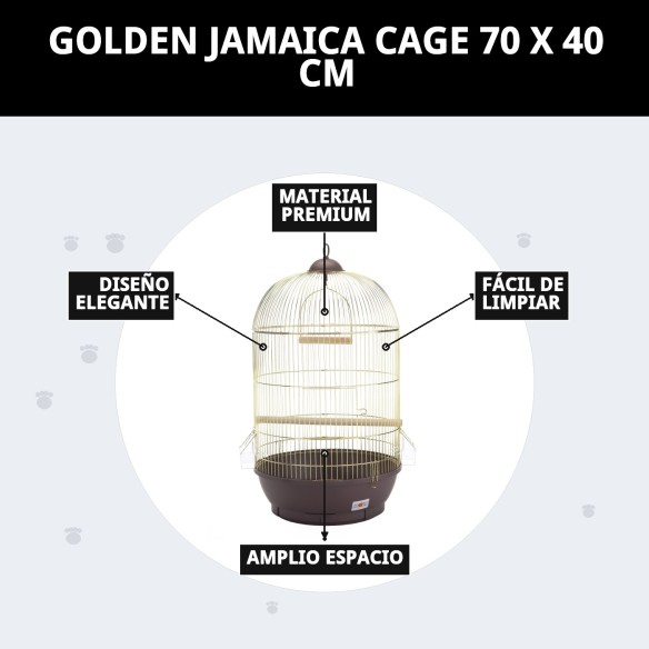 Jaula Jamaica Dorada 70x40 cm - Comodidad y Estilo para Mascotas