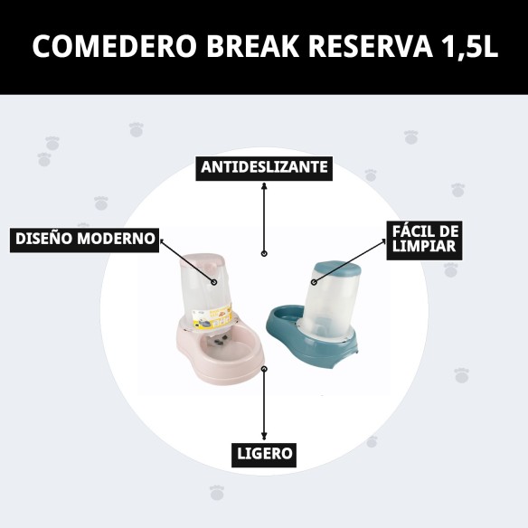 Comedero Break Reserva 1,5L para mascotas - ¡Práctico y elegante!