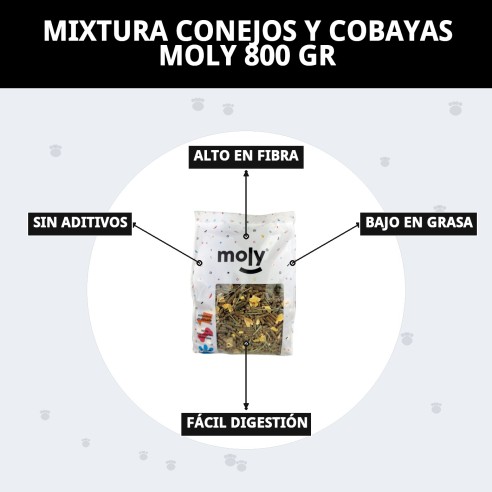 Alimento Nutritivo para Conejos y Cobayas Moly 800g