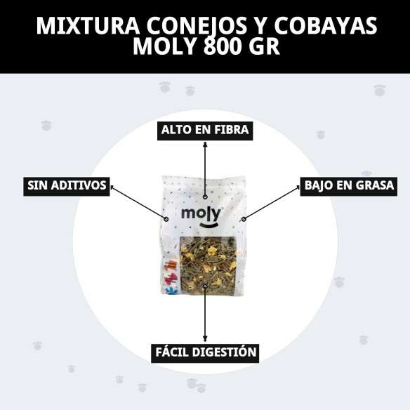 Alimento Nutritivo para Conejos y Cobayas Moly 800g