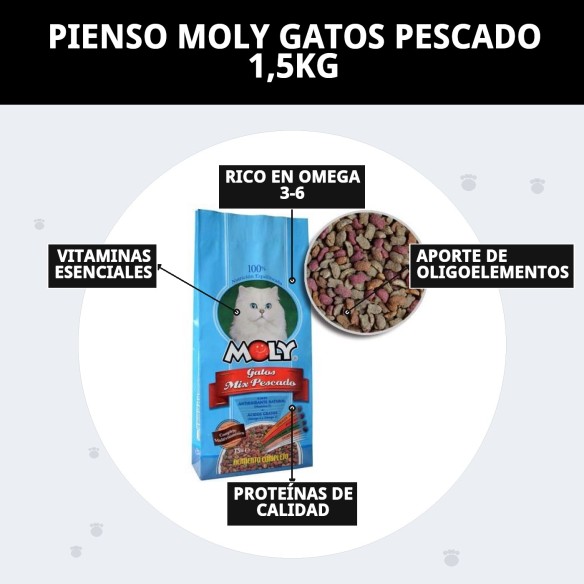 Pienso Moly Gatos Pescado 1,5kg - Omega 3 y Oligoelementos