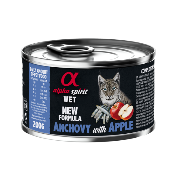 Paté para Gato Alpha Spirit con Anchoas y Manzana Roja | Rico en Omega-3 | Alimento húmedo natural sin cereales ni gluten