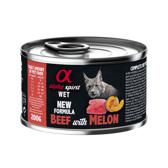 Paté para Gato Alpha Spirit Ternera con Melón | Sin cereales y sin gluten | Sin colorantes ni conservantes artificiales | Alimen