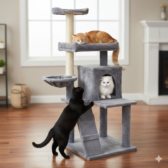 Árbol Rascador Gato Paris 132 cm: Diversión y Confort