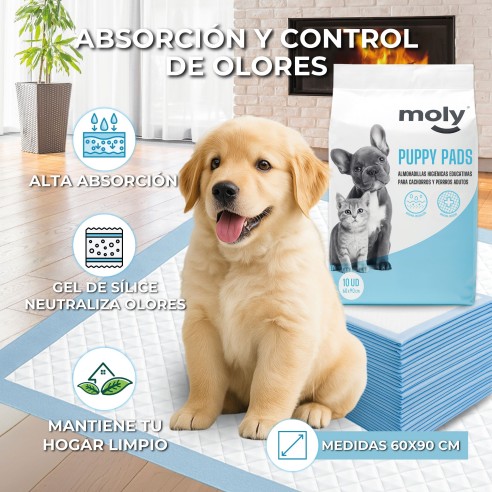 Moly Puppy Pads Grand: Empapadores Desechables para Mascotas