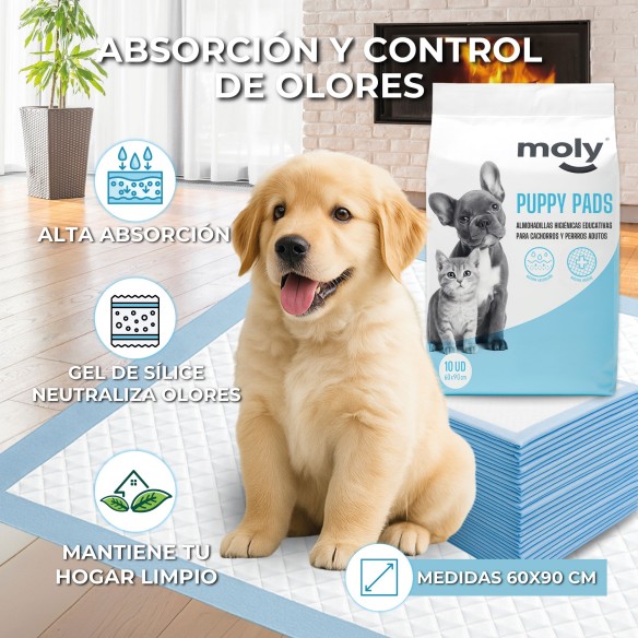 Moly Puppy Pads Grand: Empapadores Desechables para Mascotas