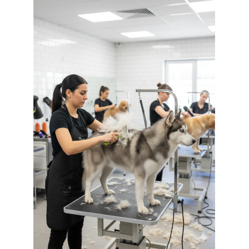 Carda Profesional de Silicona con Mango de Gel Terapéutico | Para Razas Pequeñas y Medianas-Especial Profesionales