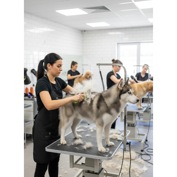 Carda Profesional de Silicona con Mango de Gel Terapéutico | Para Razas Pequeñas y Medianas-Especial Profesionales
