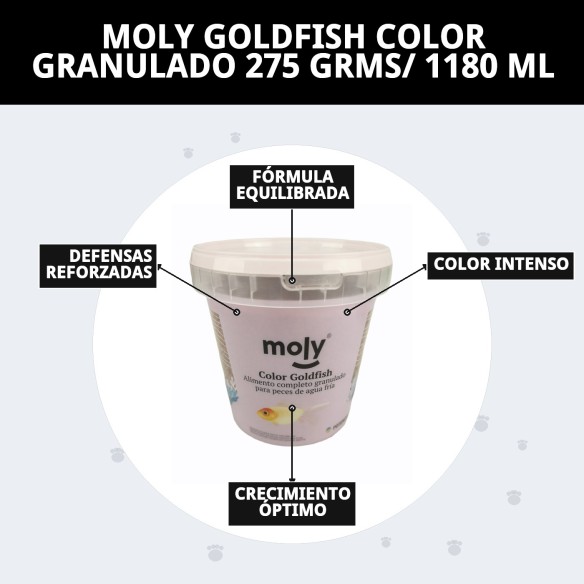 Moly Goldfish Color Granulado 275g - Alimento para Peces
