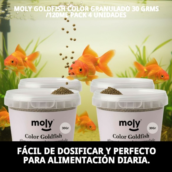 Alimento Granulado Moly Goldfish Color 30g para Peces