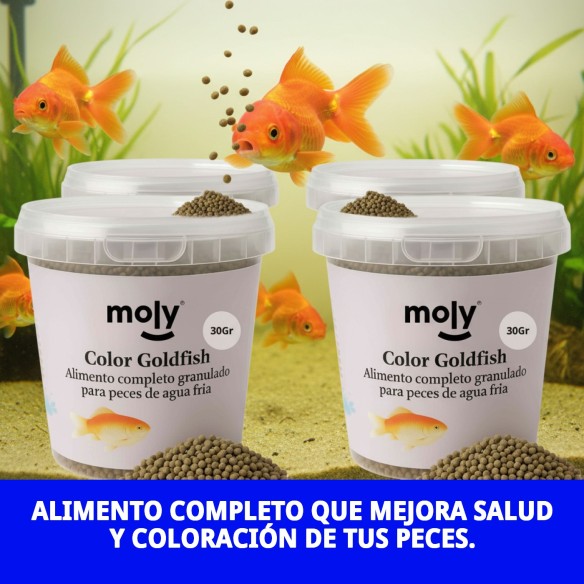 Alimento Granulado Moly Goldfish Color 30g para Peces