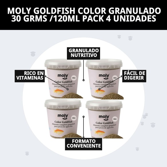 Alimento Granulado Moly Goldfish Color 30g para Peces