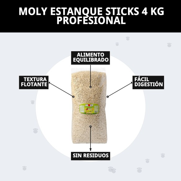 Moly Estanque Sticks 4 kg: Alimento Profesional para Peces