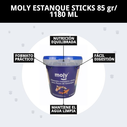 Moly Estanque Sticks 85g - Alimento Ideal para Peces Koi
