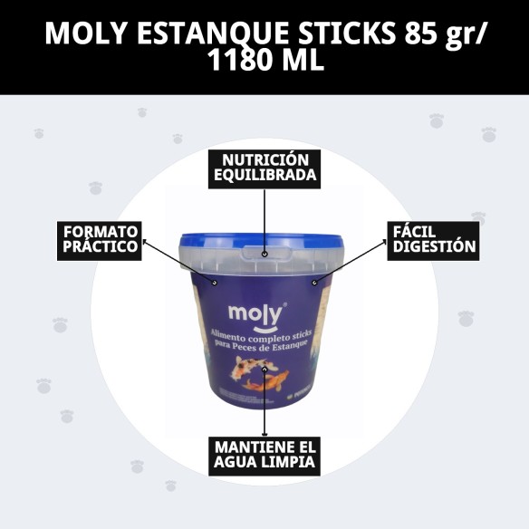 Moly Estanque Sticks 85g - Alimento Ideal para Peces Koi