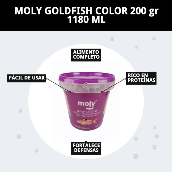 Alimento Moly Goldfish Color 200g para peces vibrantes