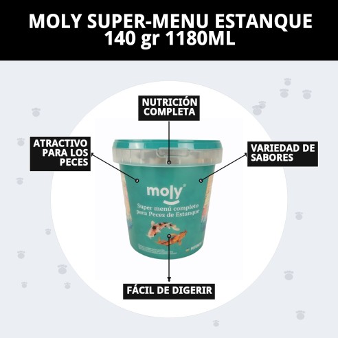 Alimento Moly Super-Menú Estanque para peces 140g 1180ml