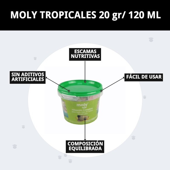 Moly Tropicales 20g: Alimento ideal para tus peces omnívoros
