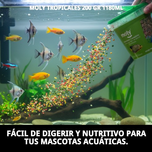 Alimento Completo Moly Tropicales 200g para Peces Omnívoros
