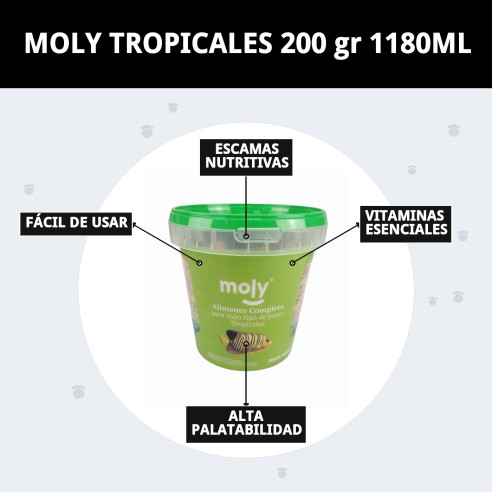 Alimento Completo Moly Tropicales 200g para Peces Omnívoros