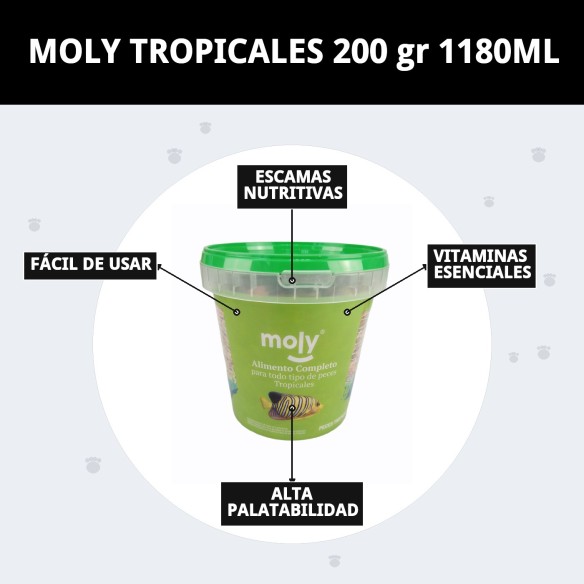 Alimento Completo Moly Tropicales 200g para Peces Omnívoros