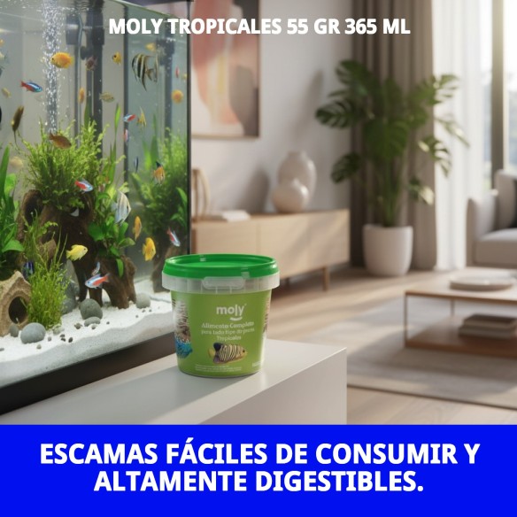 Alimento Moly Tropical para Peces Omnívoros 55 gr 365 ML
