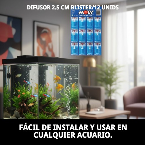 Difusor 2.5 cm para acuarios - Blister de 12 unidades