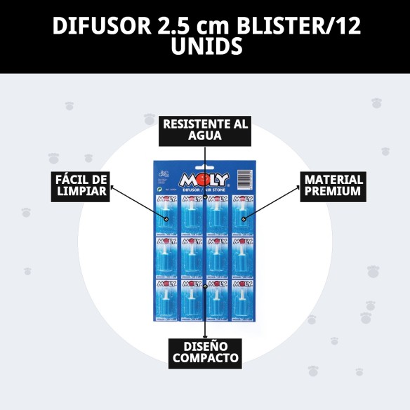 Difusor 2.5 cm para acuarios - Blister de 12 unidades