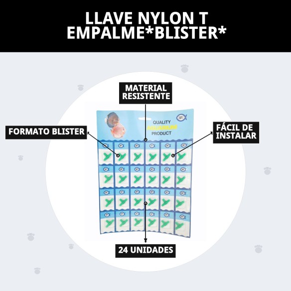 Llave Nylon T Empalme - Blister 24 Uds para Acuarios