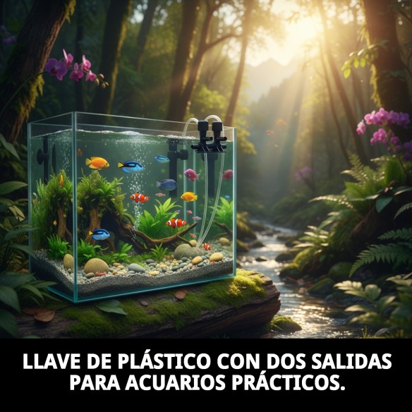 Llave Plástico 2 Salidas para Acuarios - Alta Sujeción