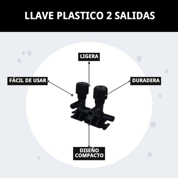 Llave Plástico 2 Salidas para Acuarios - Alta Sujeción
