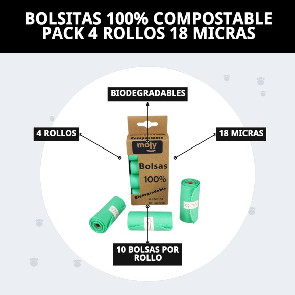 Bolsitas Compostables 100% | Pack 4 Rollos Ecológicos