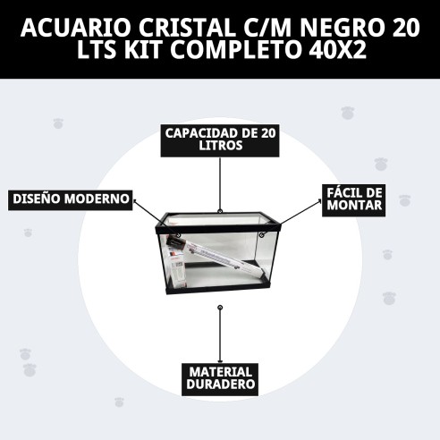 Acuario de Cristal Moly 20L Kit Completo para Peces